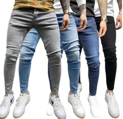 Lässige Skinny-Jeans-Hose, klassische Denim-Hose, gewaschene Stretch-Jeans für Herren